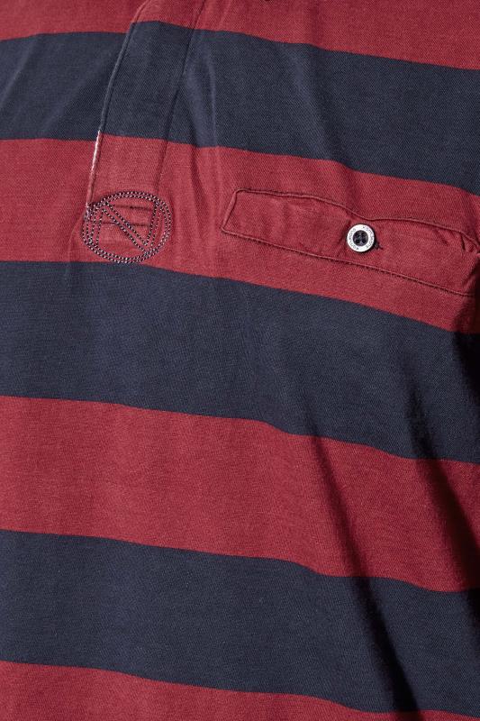 KAM Big & Tall Navy Blue Stripe Long Sleeve Rugby Polo Shirt 2