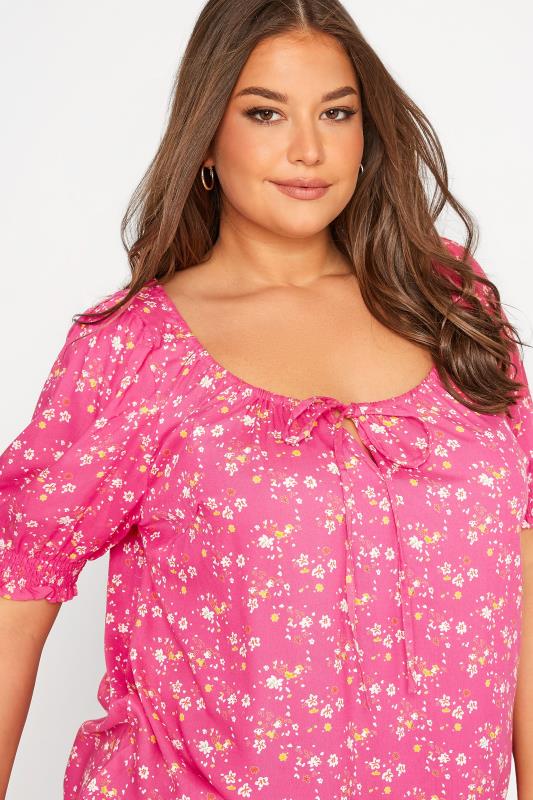 Curve Pink Floral Gypsy Top 4