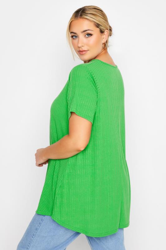 LIMITED COLLECTION Plus Size Apple Green Ribbed Swing Top | Yours Clothing 3