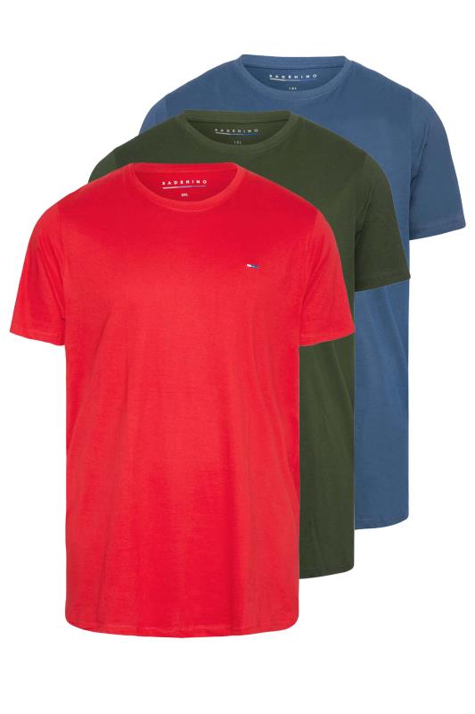 BadRhino Big & Tall 3 PACK Red & Blue Cotton T-Shirts | BadRhino 3