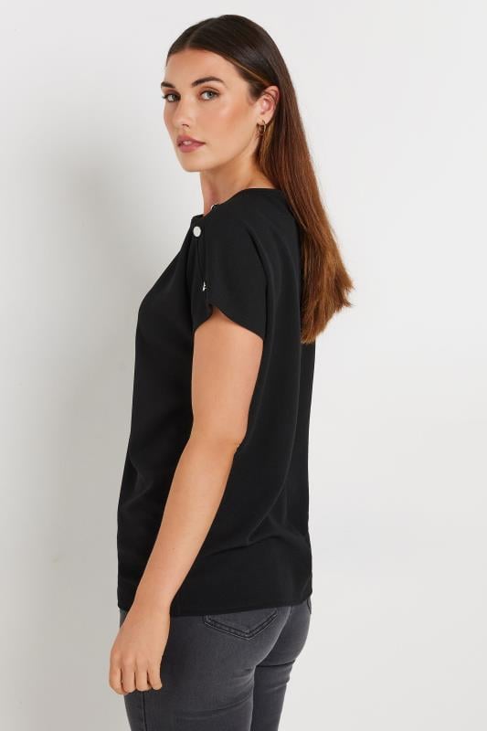 LTS Tall Black Shoulder Button Detail Top | Long Tall Sally 4