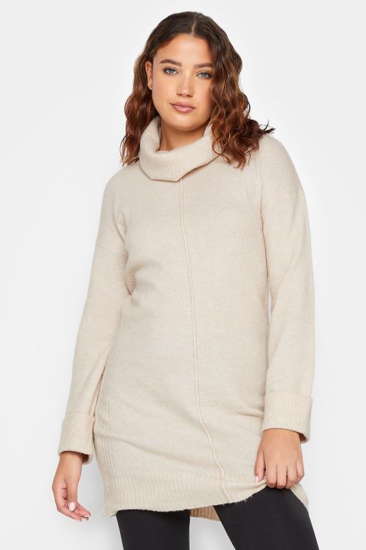 Tall  LTS Tall Ivory White Boxy Roll Neck Jumper