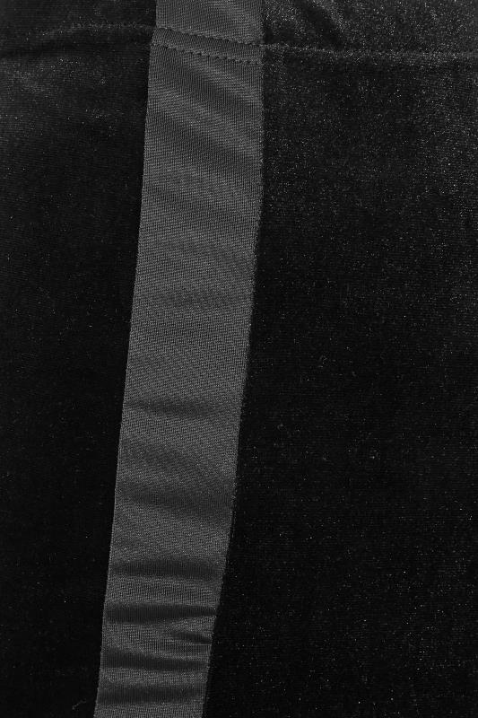 Curve Black Velvet Side Stripe Leggings 5