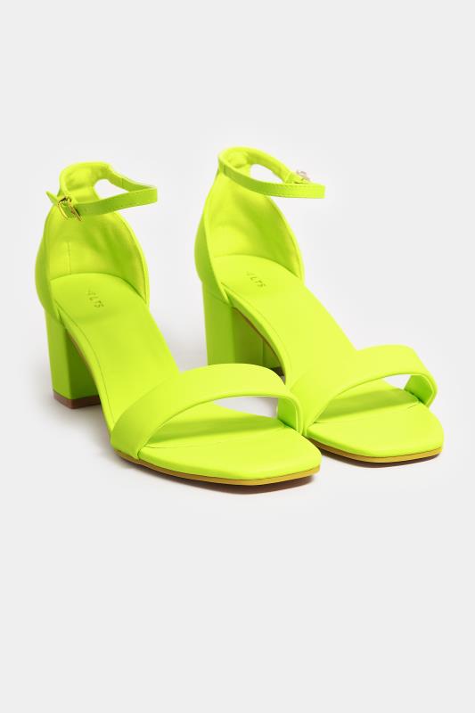 LTS Green Faux Leather Block Heel Sandals In Standard Fit | Long Tall Sally 2