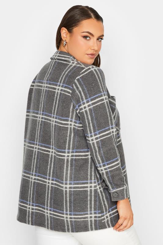 YOURS LUXURY Plus Size Grey Check Felted Shacket | Yours Clothing 4