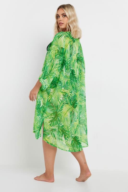 YOURS Plus Size Green Tropical Print Beach Shirt | Yours Clothing 3