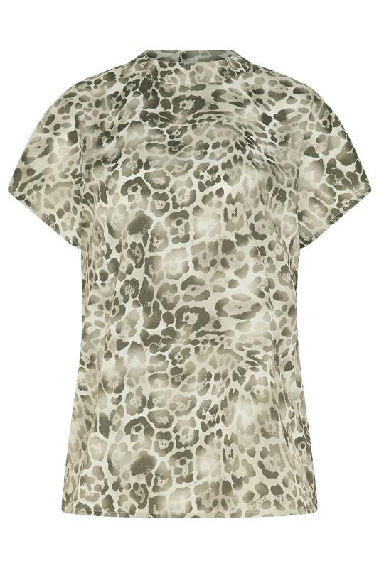 LTS Tall Natural Brown Leopard Print Grown On Sleeve Top | Long Tall Sally 5
