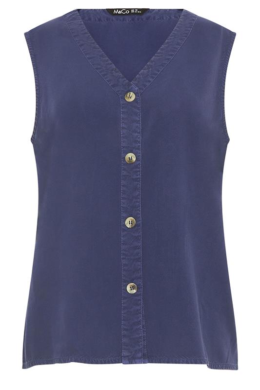 M&Co Navy Blue Button Front Vest Top | M&Co 5