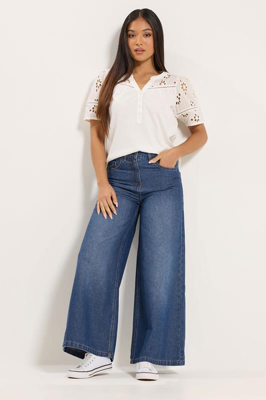  M&Co Petite Blue Midwash Palazzo Jeans