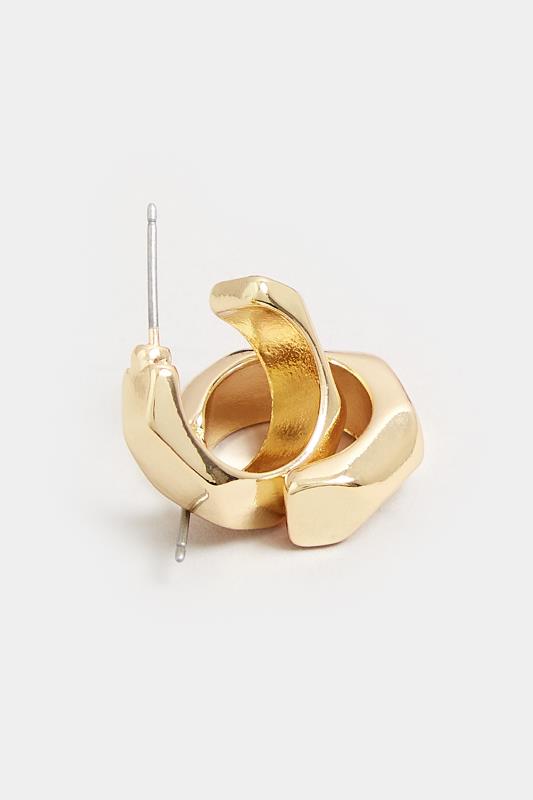 Gold Small Geometric Hoop Earrings | Yours Clothing  3