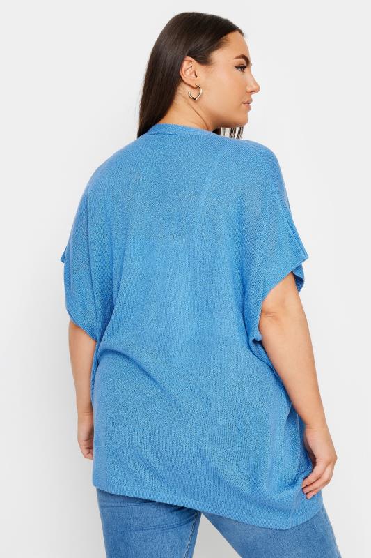 YOURS Plus Size Blue Knitted Boxy Cardigan | Yours Clothing 4