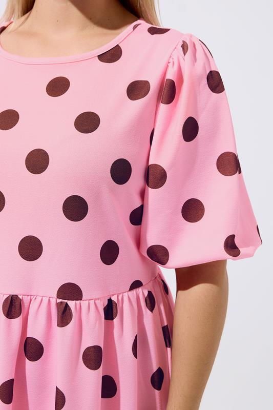 LIMITED COLLECTION Plus Size Pink Polka Dot Dress | Yours Clothing 4
