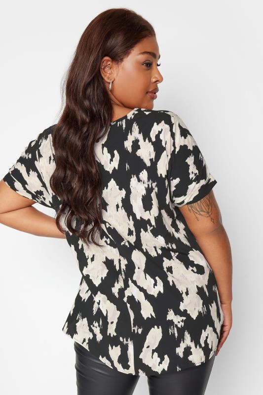 YOURS Plus Size Black Abstract Print Boxy Top | Yours Clothing 3