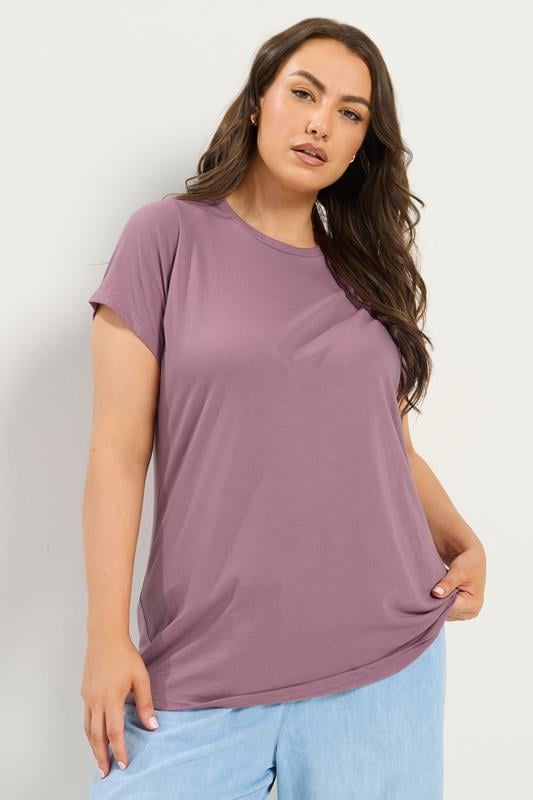  YOURS camiseta lisa morado claro