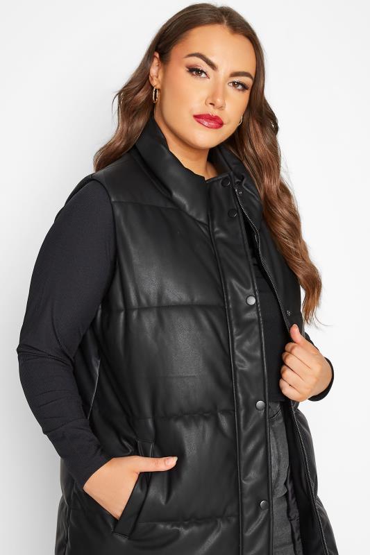 Curve Black Faux Leather Puffer Gilet 4