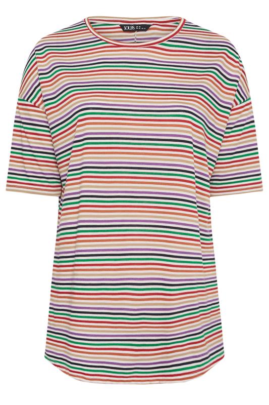 YOURS Plus Size Orange & Purple Stripe Oversized T-Shirt | Yours Clothing 5