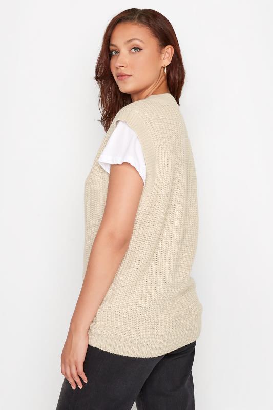 LTS Tall Beige Brown Chunky Knit Vest Top 3