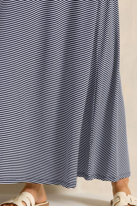 EVANS Plus Size Black & White Stripe Midaxi Skirt | Evans 4