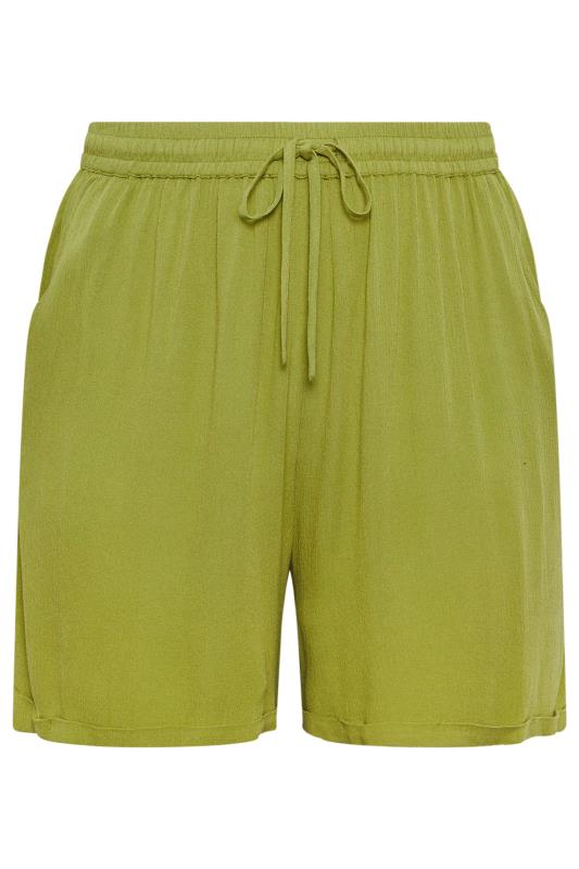 LIMITED COLLECTION Plus Size Olive Green Crinkle Shorts | Yours Clothing 5