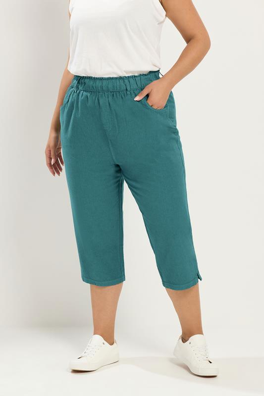  YOURS Curve Green Cropped Trousers