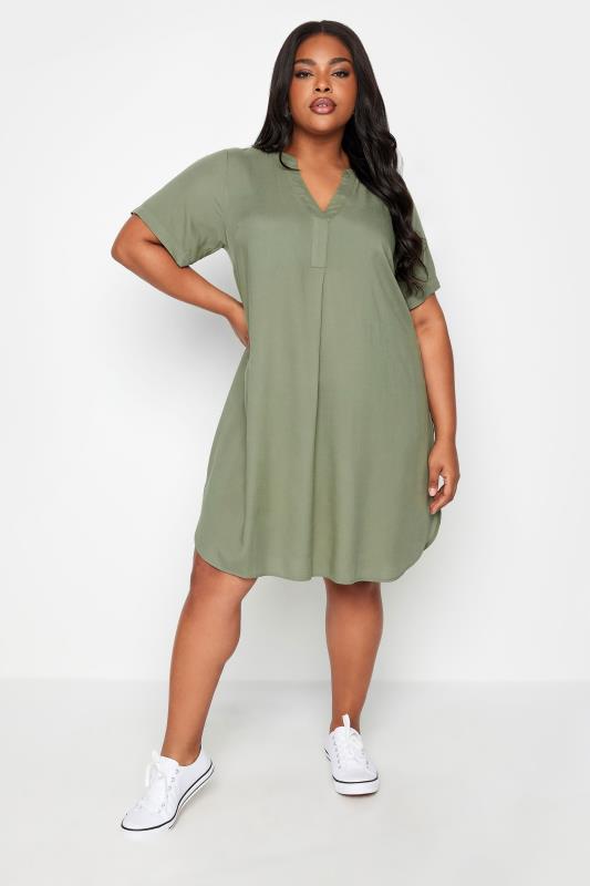 Plus Size  Yours Curve Khaki Green Tunic Dress