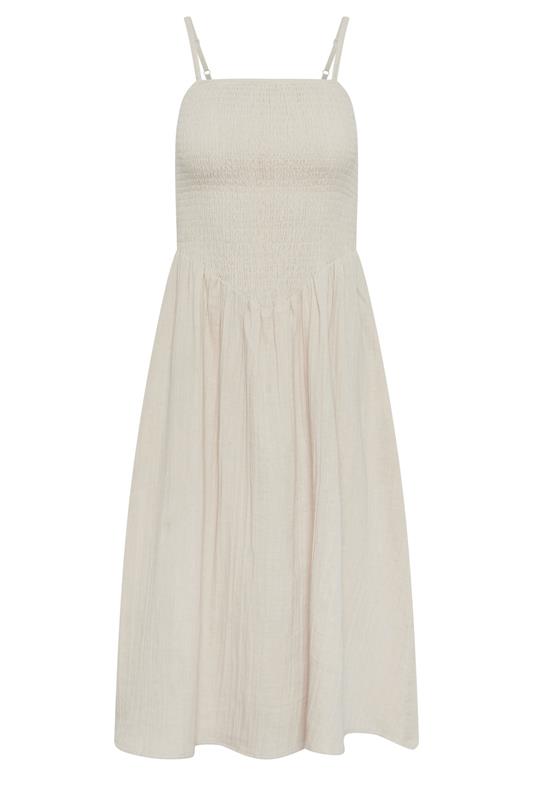PixieGirl Petite Women's Stone Brown Cotton Cheesecloth Midi Dress | PixieGirl 6