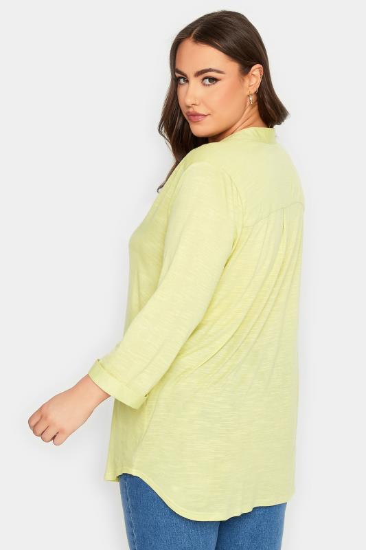 YOURS Plus Size Lime Green Half Placket Blouse | Yours Clothing  3