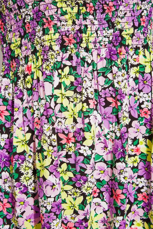 LTS Tall Purple Floral Print Shirred Top 5