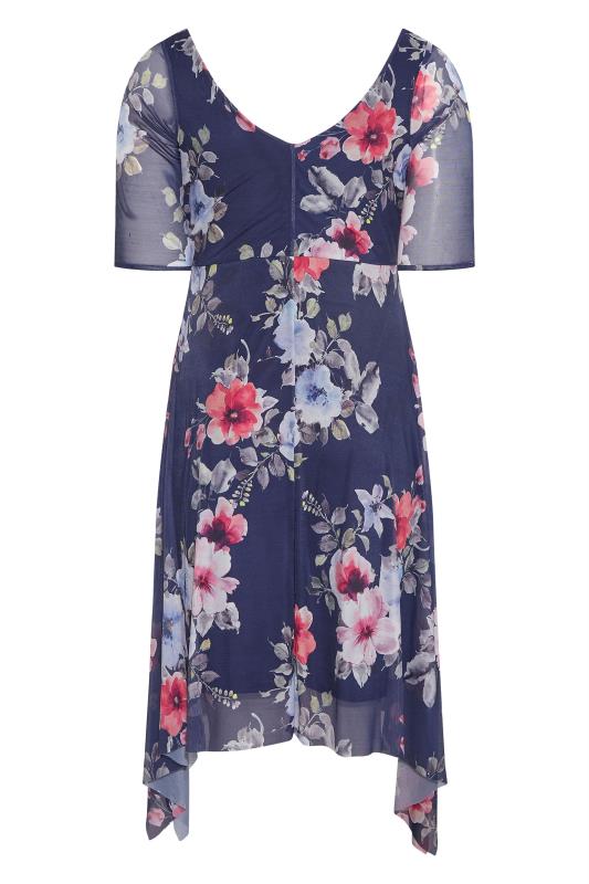 YOURS LONDON Curve Navy Blue Floral Cowl Dress 7