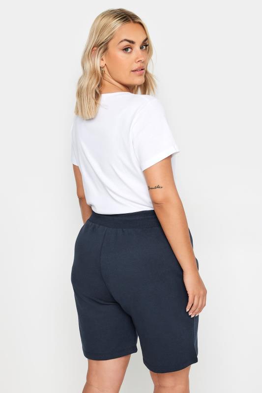 YOURS Plus Size Navy Blue Elasticated Jogger Shorts | Yours Clothing 3
