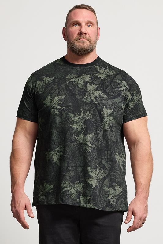  BadRhino Big & Tall - T-shirt à imprimé camouflage feuilles - Vert