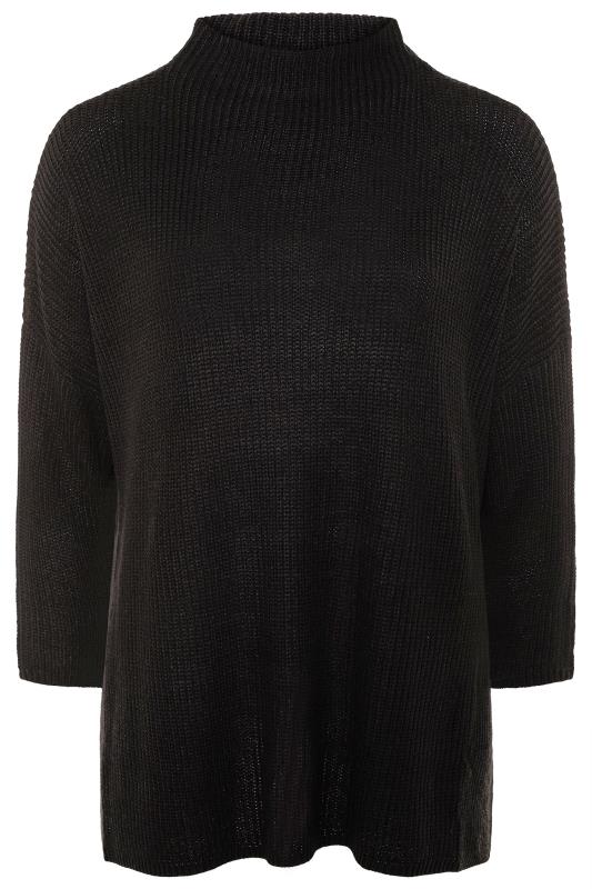 Black Split Hem Chunky Knitted Jumper | Yours Clothing