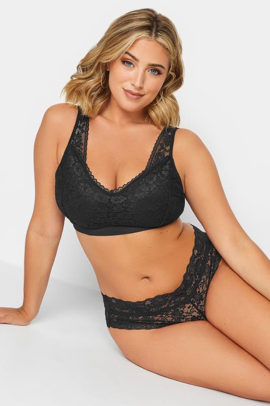 Plus Size  YOURS Curve Black Lace Seamless Padded Non-Wired Bralette