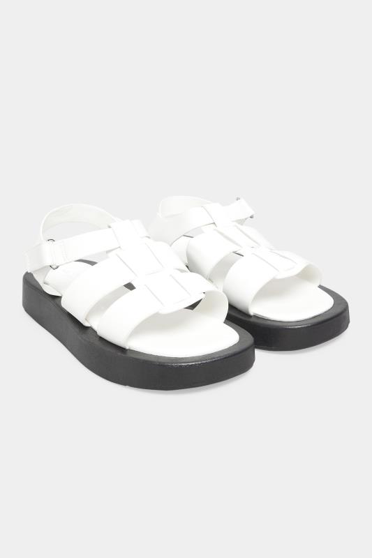 LIMITED COLLECTION White Multi Strap Flatform Sandals In Wide EE Fit_A.jpg