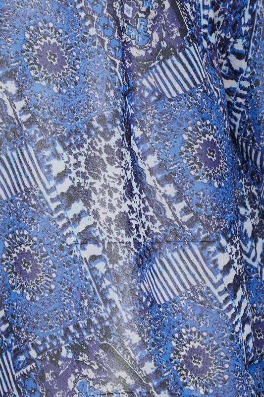 YOURS Curve Blue Tile Print Chiffon Kimono | Yours Clothing 5