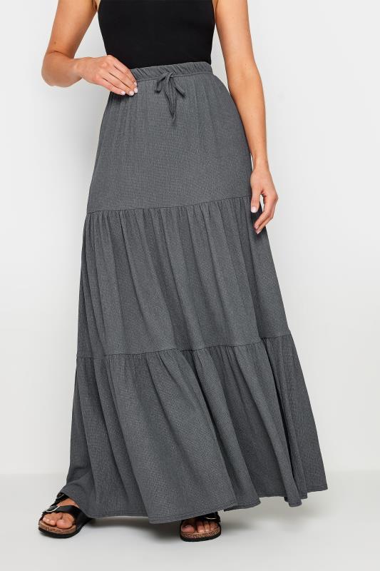 LTS Tall Women's Black Tiered Crinkle Maxi Skirt | Long Tall Sally 2