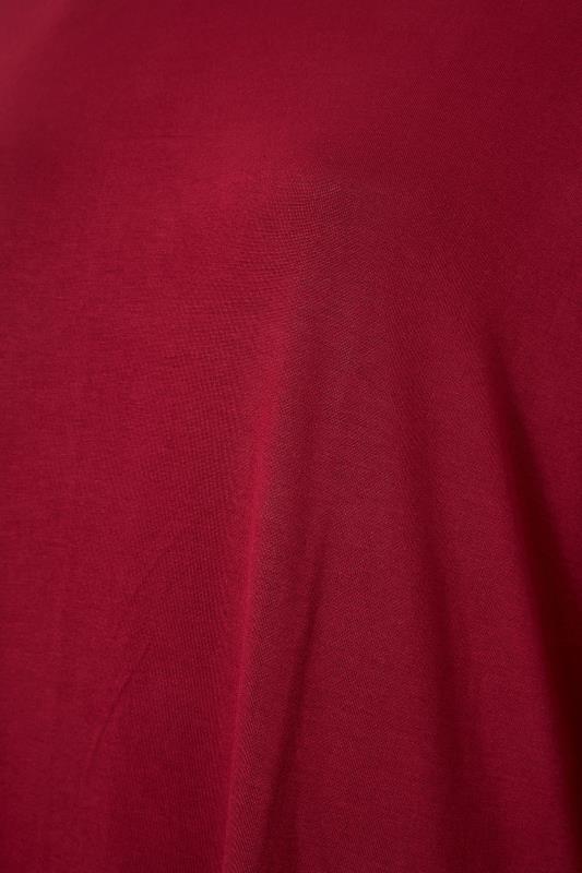 Curve Wine Red Long Sleeve Oversized T-Shirt 5