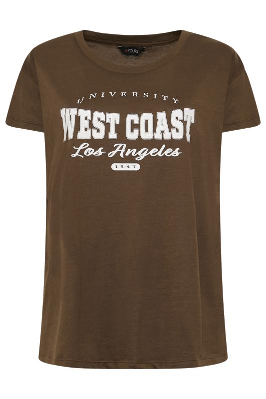 Plus Size Brown 'West Coast' Slogan T-Shirt | Yours Clothing 6