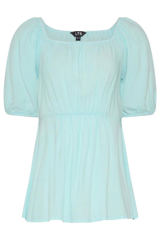 LTS Tall Women's Light Blue Square Neck Cotton Blouse | Long Tall Sally 5