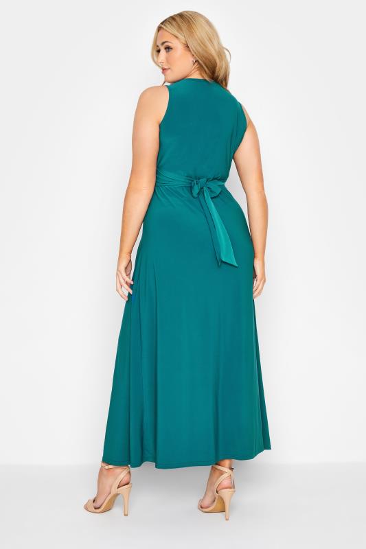 YOURS LONDON Curve Teal Blue Knot Front Maxi Dress 3