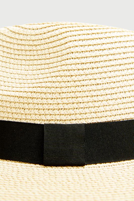 Cream Straw Wide Brim Fedora Hat 4