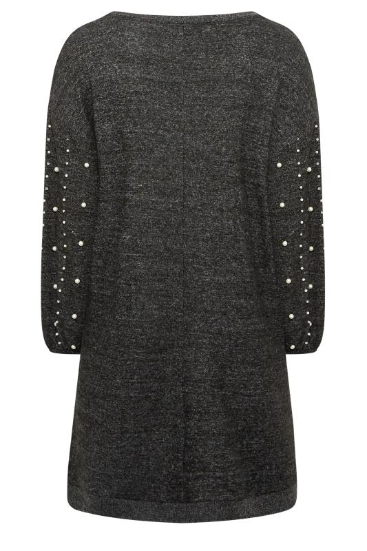 YOURS LUXURY Plus Size Charcoal Grey Soft Touch Embellished Jumper Dress | Yours Clothing 8