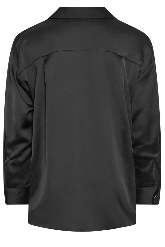 Yours Plus Size Black Satin Cuffed Sleeve Shirt | Yours Clothing  7