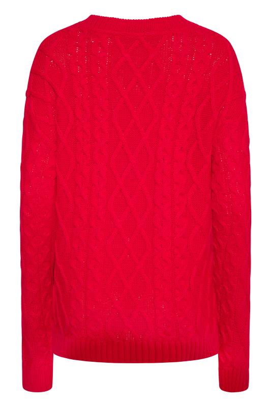 LTS Tall Bright Red Cable Knit Jumper 7