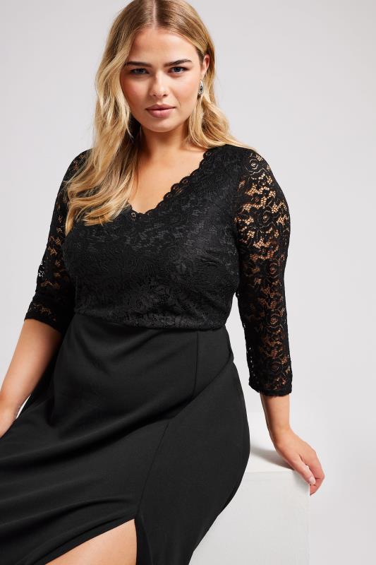 YOURS LONDON Plus Size Black Lace Maxi Dress | Yours Clothing 4