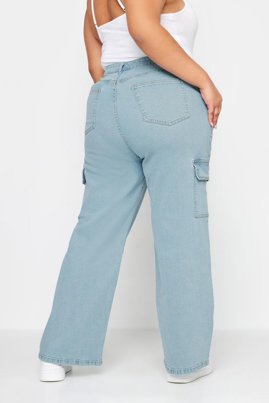 LIMITED COLLECTION Plus Size Blue Wide Leg Cargo Jeans | Yours Clothing 4
