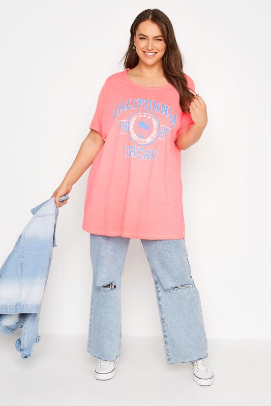 Plus Size Pink 'California Dream' Slogan T-Shirt | Yours Clothing 2