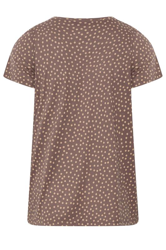 YOURS Plus Size Natural Spot Print Short Sleeve Top | Yours Clothing 6