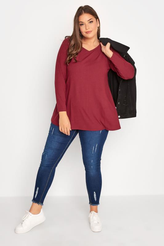 Plus Size Red Long Sleeve Top | Yours Clothing 2