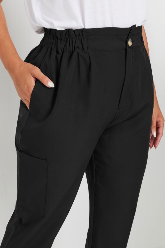 YOURS Plus Size Black Paperbag Waist Cargo Trousers | Yours Clothing  4